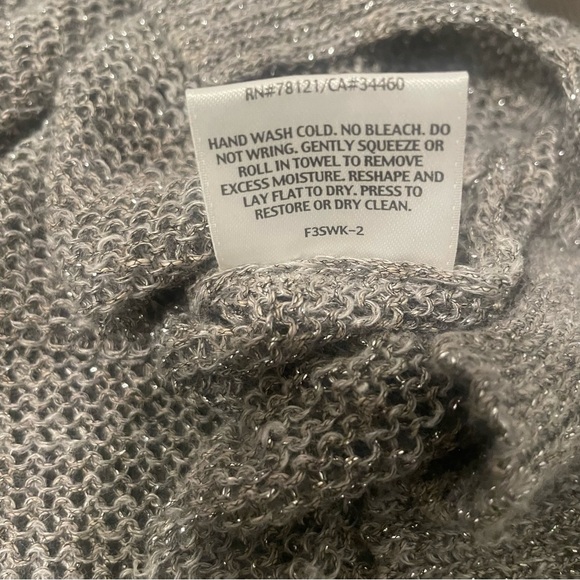 EILEEN FISHER Womens Small S Moon Gray Sparkle Linen Blend Web Tunic Sweater Top - Picture 6 of 9